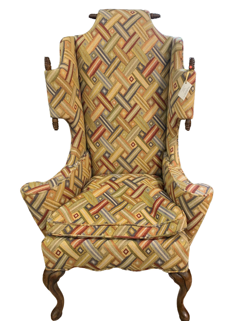 William & Mary Style Walnut Wing Chair
