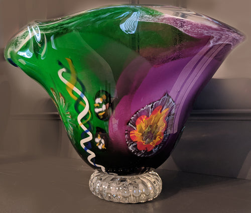 Multicolored Glass Fluted Bowl #117